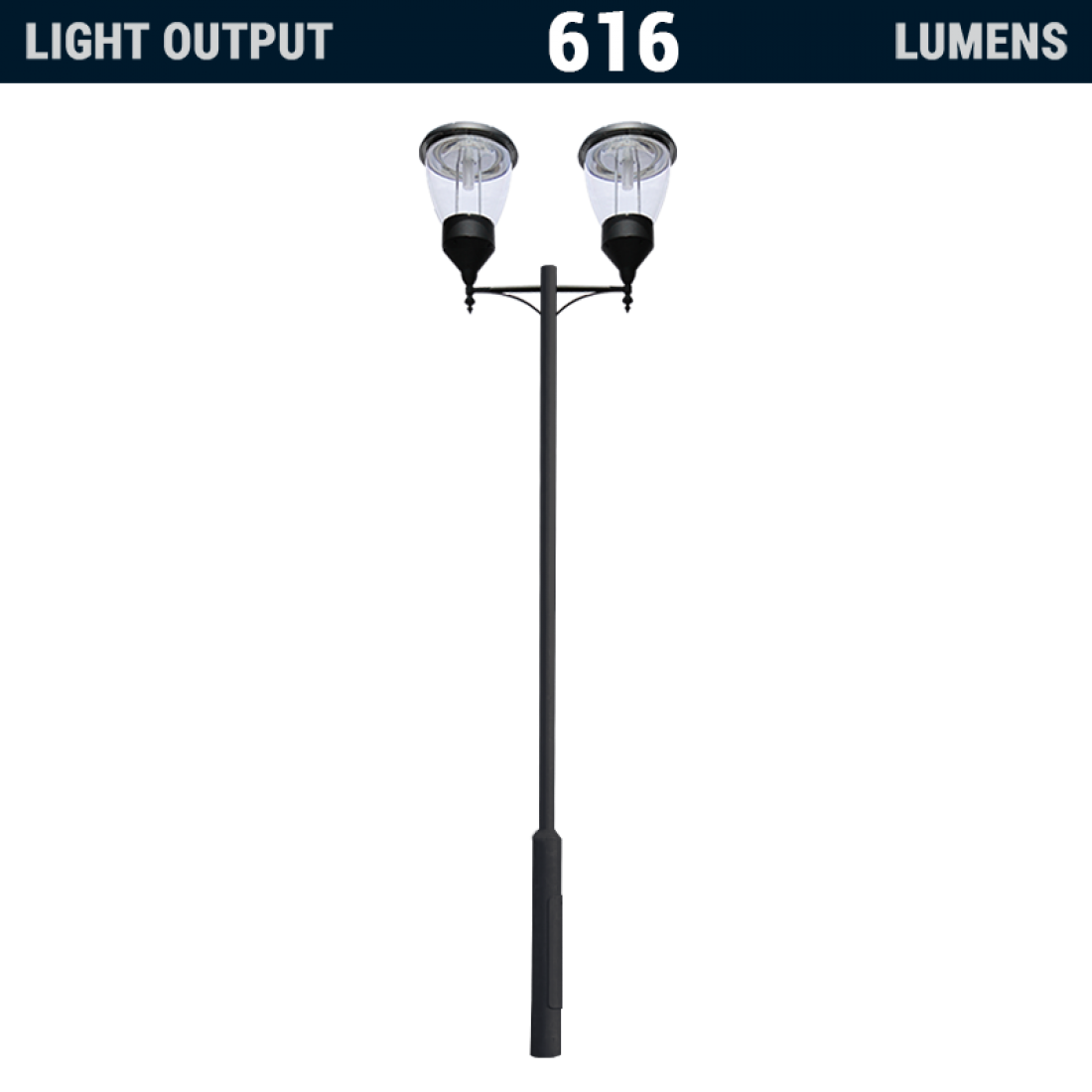 PO11 Solar 4W+4W LED Lamp Post Light (With Column)
