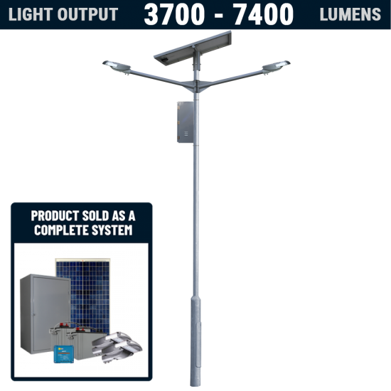SL24 Solar Double 10W-20W LED Street / Car Park / Area Light (With Column)